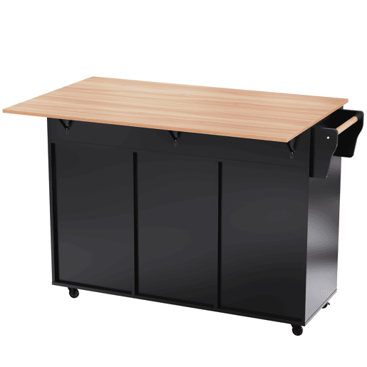 Carrinho de refeições 129x46(71)x91,5 cm - com mesa dobrável, prateleiras internas, 5 rodas, 2 gavetas - Preto