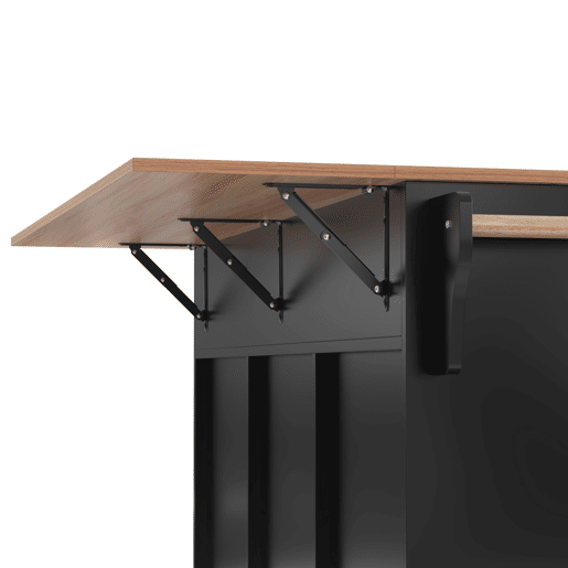 Carrinho de refeições 129x46(71)x91,5 cm - com mesa dobrável, prateleiras internas, 5 rodas, 2 gavetas - Preto