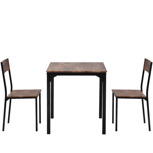 Conjunto de sala de jantar - Mesa com 2 cadeiras - Vintage castanho