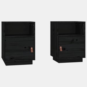 Lote de 2 Mesas De Cabeceira - Mesinhas De Cabeceira 40x34x55 cm pinho maciço preto