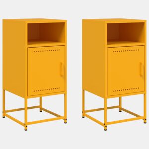 Lote de 2 Mesas De Cabeceira - Mesinhas De Cabeceira 36x39x78 cm aço amarelo mostarda