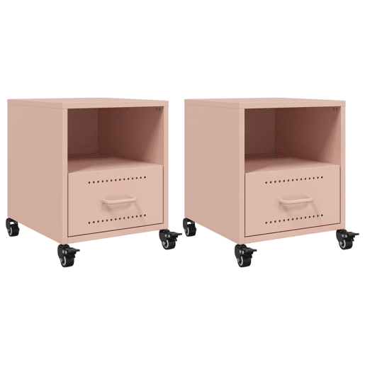 Lote de 2 Mesas De Cabeceira - Mesinhas De Cabeceira 36x39x43,5 cm aço rosa