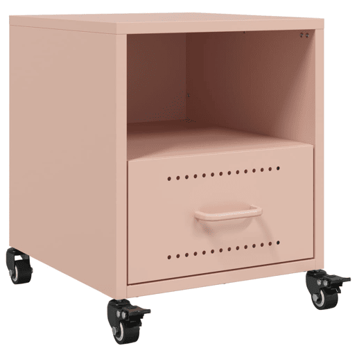 Lote de 2 Mesas De Cabeceira - Mesinhas De Cabeceira 36x39x43,5 cm aço rosa