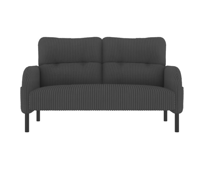 Sofá 2 plazas - confortable acolchado, respaldo alto, bolsillos laterales, pies metálicos - gris