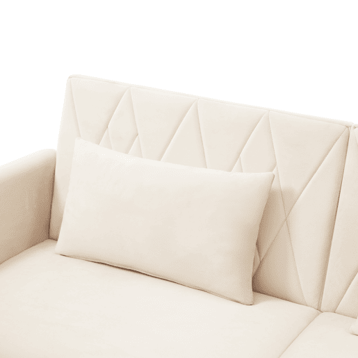 Sofá pequeno de 2 lugares - Sofá-cama com função de cama, em veludo, ideal para sala de estar, quarto, cinema em casa, quarto de hóspedes - Bege