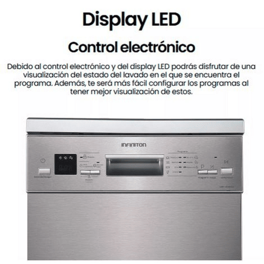 Lavavajillas Infiniton DIW-4513XD3, 45 cm, 10 Servicios, 7 Programas, D, Inox