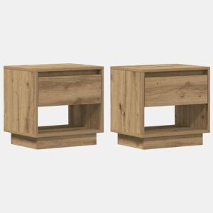 Lote de 2 Mesa De Cabeceira - Mesinha De Cabeceira com gaveta carvalho artisiano 45 x 34 x 44 cm