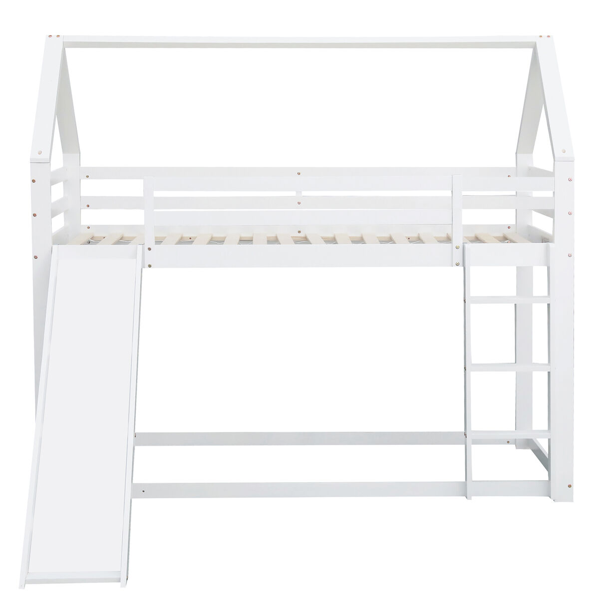 Cama individual 90x200cm - cama para niños con tobogán y escalera - blanca