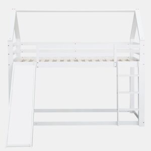 Cama individual 90x200cm - Cama infantil com escorregador e escada - Branca