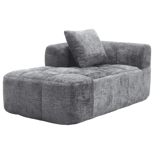 Sofá Chaise Longue - confortável, sem montagem, com almofada e bolsos laterais - Cinza