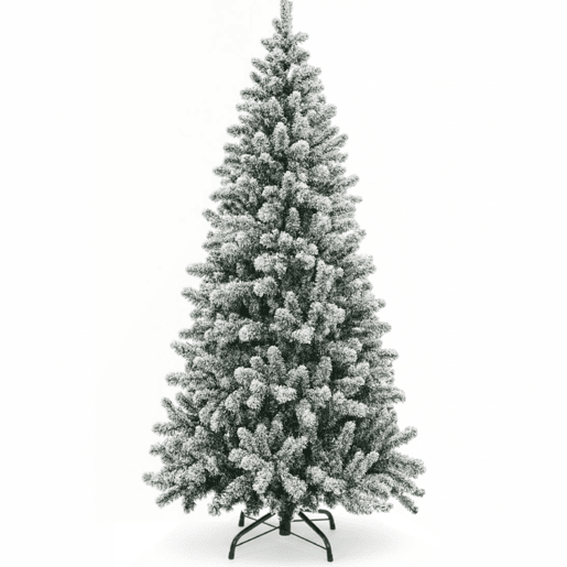 Árvore de Natal artificial luxuosa de 240 cm com efeito de neve premium, galhos frondosos de PVC