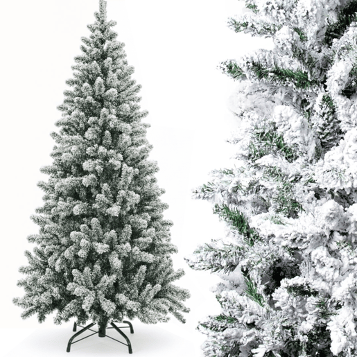 Árvore de Natal artificial luxuosa de 240 cm com efeito de neve premium, galhos frondosos de PVC
