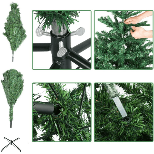 Árvore de Natal artificial luxuosa de 240 cm com efeito de neve premium, galhos frondosos de PVC
