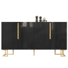 Aparador 152x40x75 cm - Design geométrico único, puxadores e pés dourados - Preto