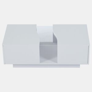 Mesa de café moderna LED - 100 x 50 x 35 cm - Mesa auxiliar branca com luz LED e painel acrílico - Branco