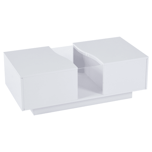 Mesa de café moderna LED - 100 x 50 x 35 cm - Mesa auxiliar branca com luz LED e painel acrílico - Branco Mesa de café moderna LED - 100 x 50 x 35 cm - Mesa auxiliar branca com luz LED e painel acrílico - Branco
