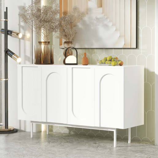 Aparador moderno com 4 portas - design minimalista em arco - Branco