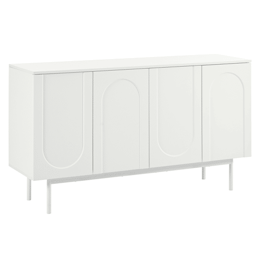 Aparador moderno com 4 portas - design minimalista em arco - Branco
