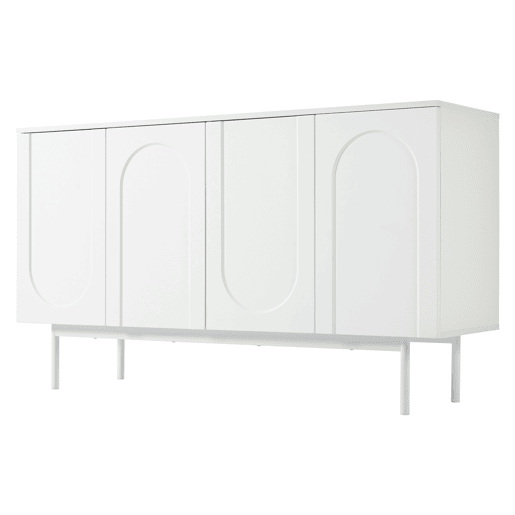 Aparador moderno com 4 portas - design minimalista em arco - Branco