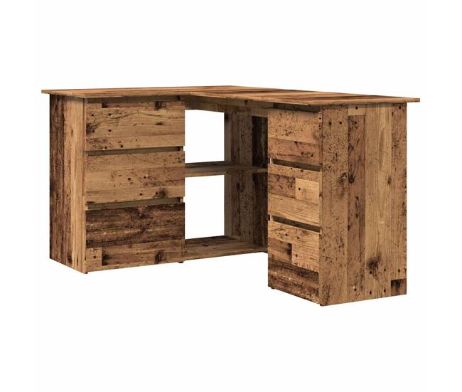 Escritorio - mesa de ordenador de esquina madera contrachapada madera envejecida