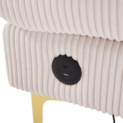 Sofá modular em U - LED ambiente e porta USB-C, estrutura em madeira maciça, 4 almofadas luxuosas - Bege