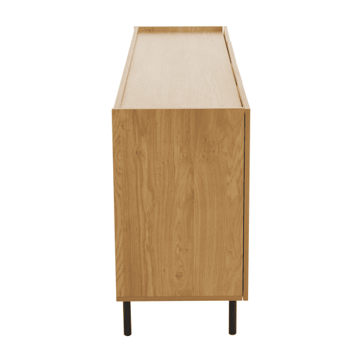 Aparador 160x40x78 cm - Com 4 portas e detalhes em metal - Madeira natural