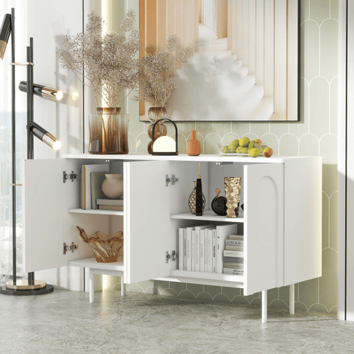 Aparador moderno com 4 portas - design minimalista em arco - Branco