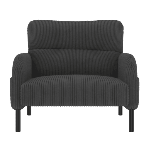 Conjunto de 3 peças: sofá de 2 lugares + poltrona + banqueta - Estrutura em aço com encosto macio e bolso lateral - Cinza