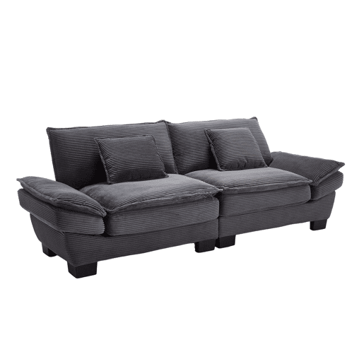 Sofá duplo moderno - Simples, com cama dobrável, almofada incluída, confortável e espaçoso - Cinza escuro