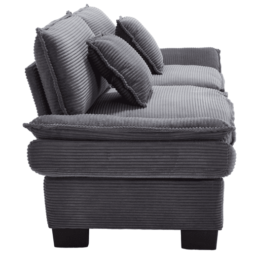 Sofá duplo moderno - Simples, com cama dobrável, almofada incluída, confortável e espaçoso - Cinza escuro