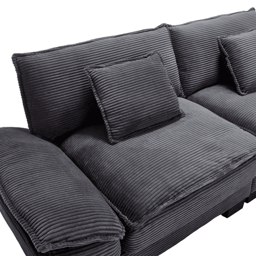Sofá duplo moderno - Simples, com cama dobrável, almofada incluída, confortável e espaçoso - Cinza escuro