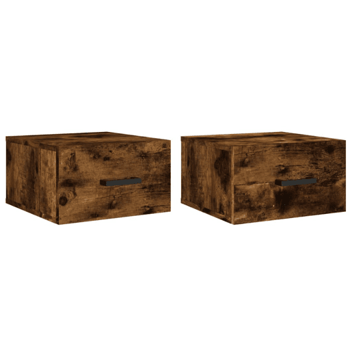 Lote de 2 Mesas De Cabeceira de parede - Mesinhas De Cabeceira 35x35x20 cm carvalho fumado