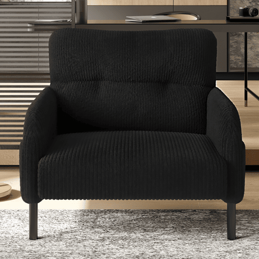 Poltrona de 1 lugar - Profundidade de assento confortável, braços com bolsos laterais, estrutura sólida - Preto