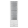 Vitrine de pé 60x35x180 cm - Vitrine de vidro com LED, vertical, com 3 gavetas - Branco