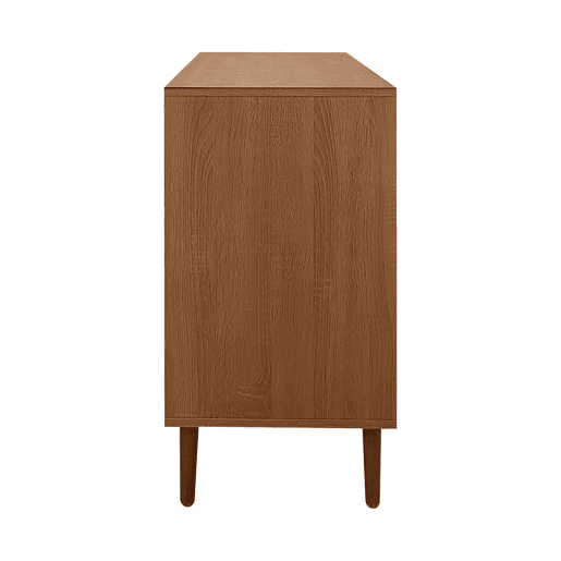 Aparador estilo rústico 130x75,5x40 cm - Portas em rattan, fecho magnético, prateleiras ajustáveis - Design elegante e versátil - Cor madeira