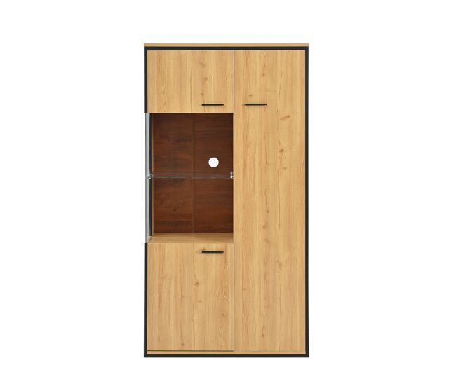 Vitrina moderna 150 cm - con iluminación led, puertas de cristal, estantes multipropósito, gran capacidad de almacenamiento - natural