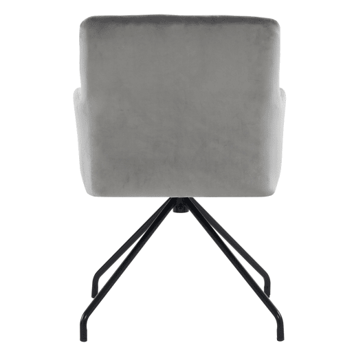 Conjunto de 2 cadeiras de sala de jantar - Cadeira de sala com padrão de losangos, 4 pernas metálicas, apoio lombar, veludo - Cinza claro