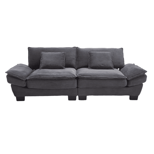 Sofá duplo moderno - Simples, com cama dobrável, almofada incluída, confortável e espaçoso - Cinza escuro