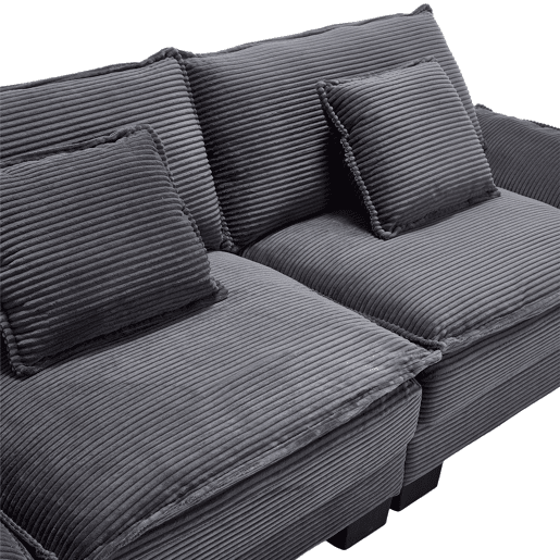 Sofá duplo moderno - Simples, com cama dobrável, almofada incluída, confortável e espaçoso - Cinza escuro
