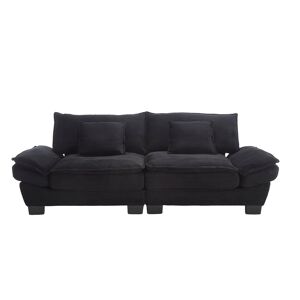 Sofá moderno de 2 lugares - com cama extra, almofada incluída, confortável e espaçoso - Preto