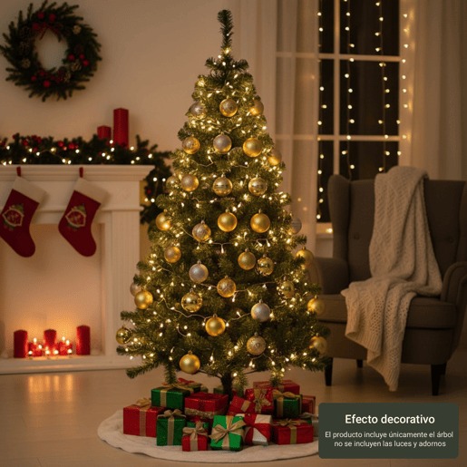 Árvore de Natal artificial verde de 150 cm com base de metal, ideal para decoração de Natal