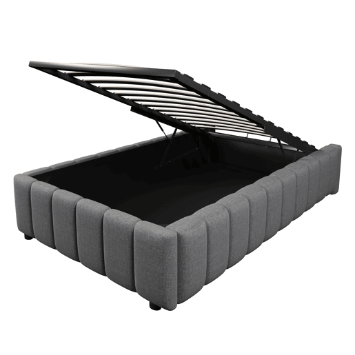Cama estofada 90x200cm - Armazenamento hidráulico, sem cabeceira, sem colchão - Cinza
