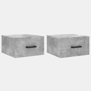 Lote de 2 Mesas De Cabeceira parede - Mesinhas De Cabeceira 35x35x20 cm cinza cimento