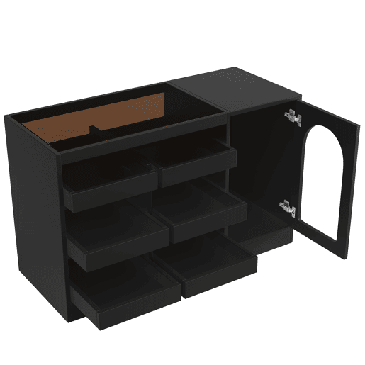 Cômoda, 120x40x75 cm - Moderna, com luz LED, 6 gavetas, porta de armazenamento, cor preta