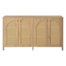Aparador moderno de 4 portas em rattan - estilo minimalista - cor madeira natural