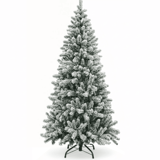 Árvore de Natal artificial luxuosa com neve de 210 cm, com efeito de neve premium, galhos frondosos em PVC