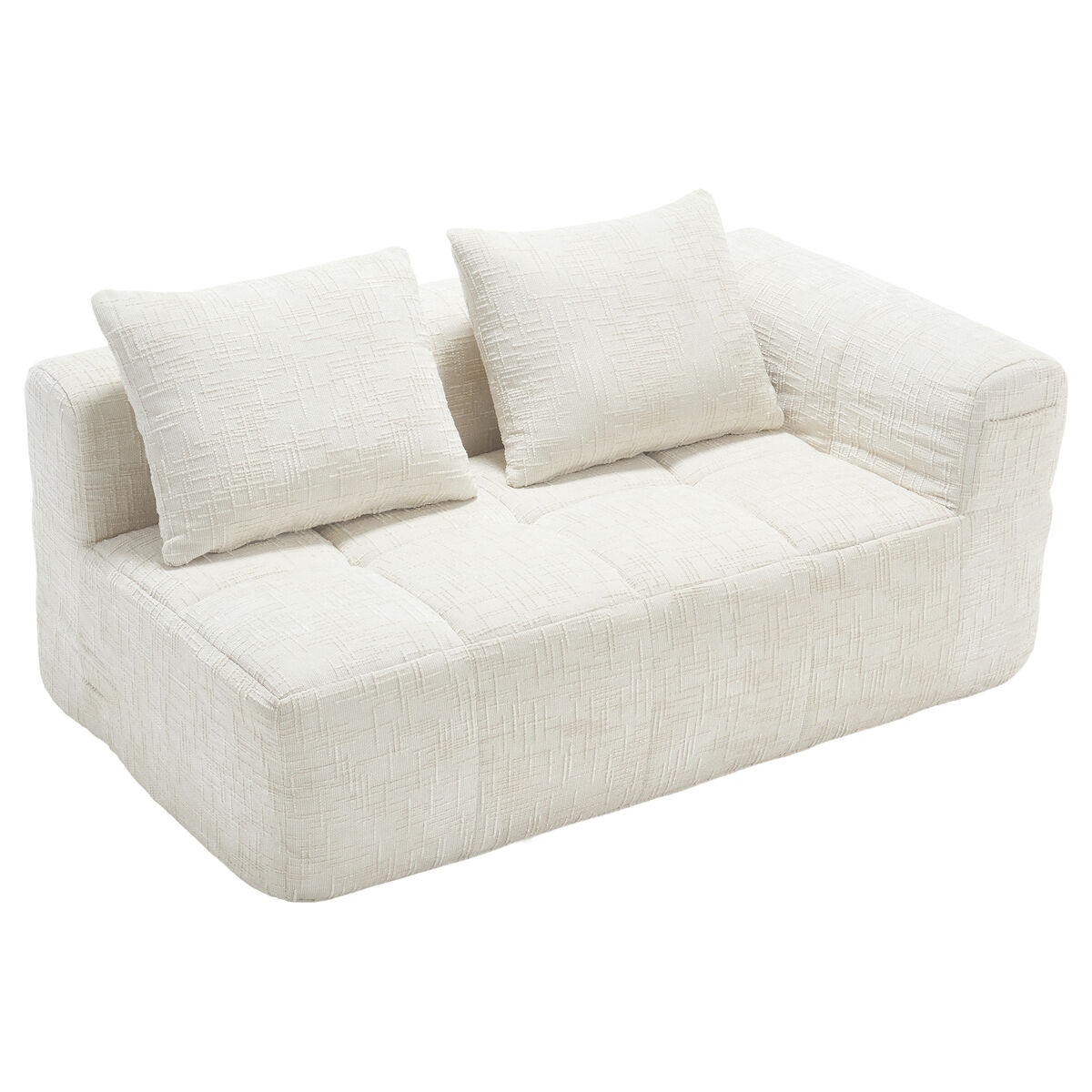 sofa para 2 personas - sin montaje con cojin bolsillos laterales para control remoto y telefono elegante - beige