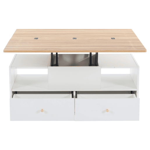 Mesa de sala elevável 100x50x47,5 cm - Mesa com função dobrável, 4 gavetas, 2 mesas hidráulicas, com rodas universais