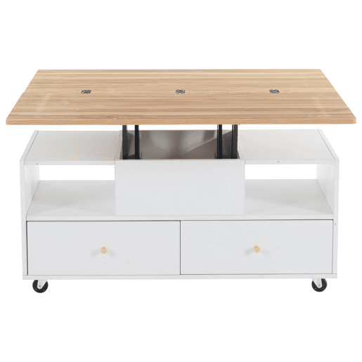 Mesa de sala elevável 100x50x47,5 cm - Mesa com função dobrável, 4 gavetas, 2 mesas hidráulicas, com rodas universais