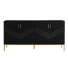 Aparador moderno - com 4 portas, prateleiras ajustáveis e grande capacidade, design elegante em MDF com pés metálicos - preto e dourado